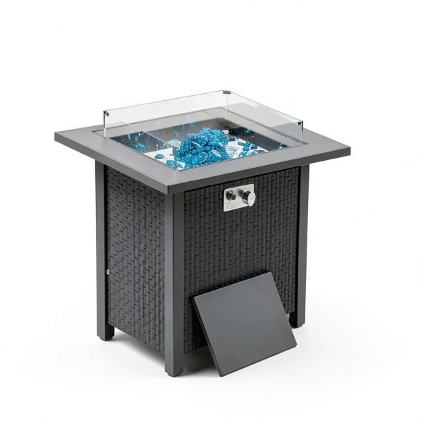 Shintenchi 45 Inch Black Fire Table Modern Outdoor Heating-3