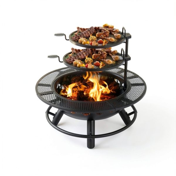 Hykolity 35 Inch Steel Fire Pit Wood Burning Grill-7