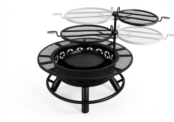 Hykolity 35 Inch Steel Fire Pit Wood Burning Grill-2
