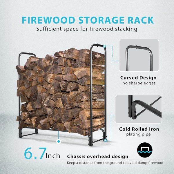 VIVOHOME Firewood Rack Heavy Duty Steel Outdoor Storage-1