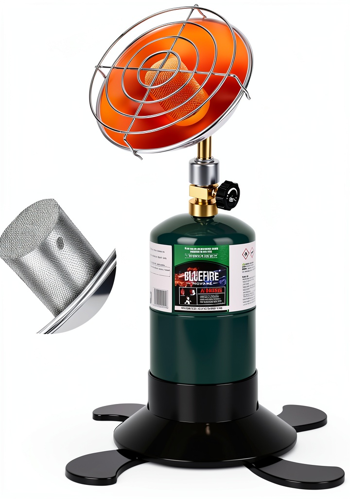 Hotdevil propane heater in use on a patio during evening
