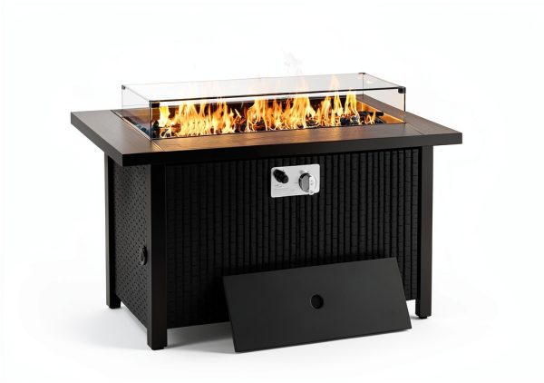 Shintenchi 45 Inch Black Fire Table Modern Outdoor Heating-7