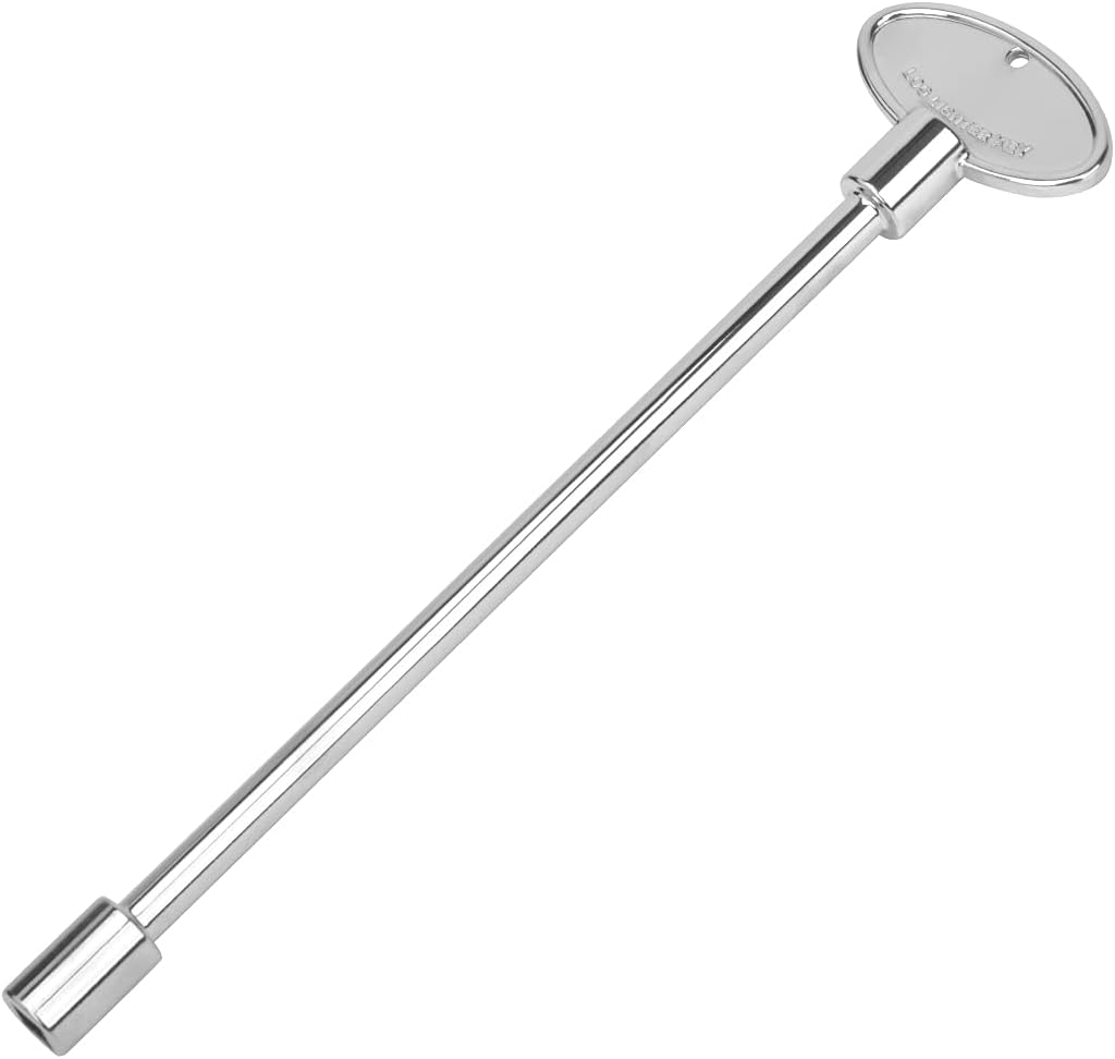 Polished chrome fireplace valve key