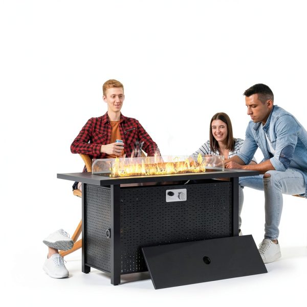 Shintenchi 45 Inch Black Fire Table Modern Outdoor Heating-6
