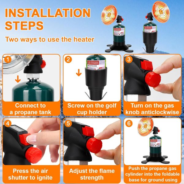 HEATHIVE Golf Cart Heater Portable Propane Silver Adjustable-3