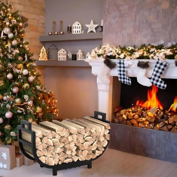 GAVISCITY Firewood Rack Wrought Iron Rust Resistant Indoor-1