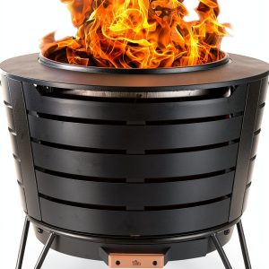 TIKI Stainless Steel Patio Fire Pit Smokeless Outdoor-0