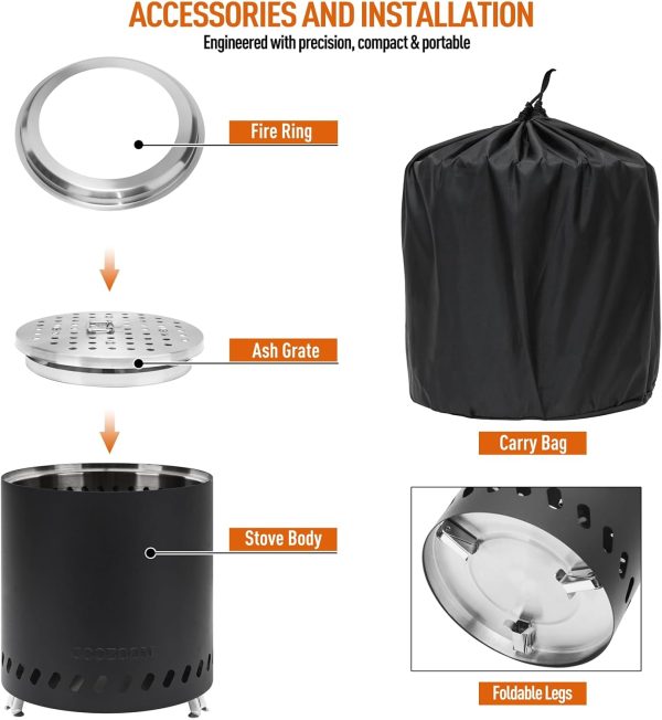 Stainless Steel Portable Fire Pit COOZOOM Patio-1