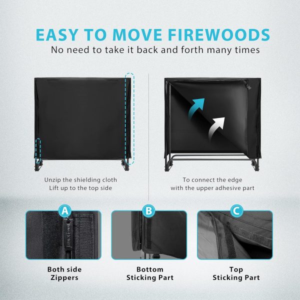 VIVOHOME Firewood Rack Heavy Duty Steel Outdoor Storage-2