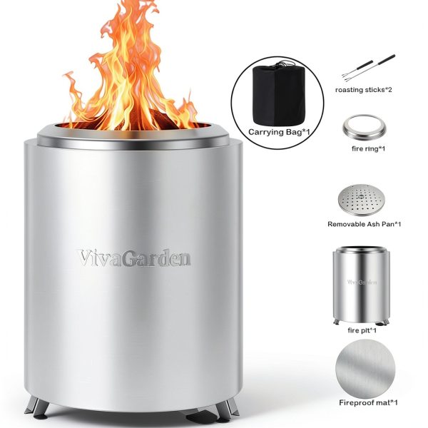 VivaGarden Stainless Steel Tabletop Fire Pit-6