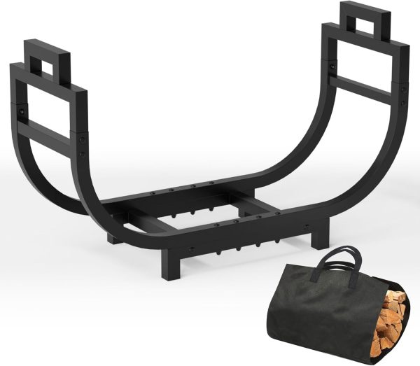 GAVISCITY Firewood Rack Wrought Iron Rust Resistant Indoor-8