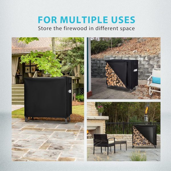 VIVOHOME Firewood Rack Heavy Duty Steel Outdoor Storage-5