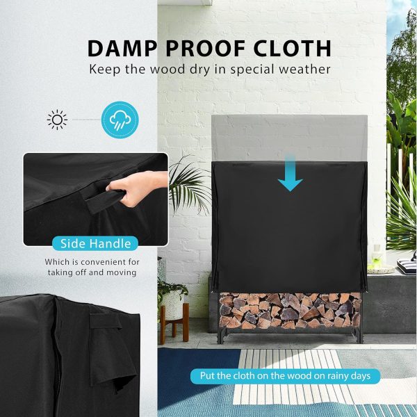VIVOHOME Firewood Rack Heavy Duty Steel Outdoor Storage-3