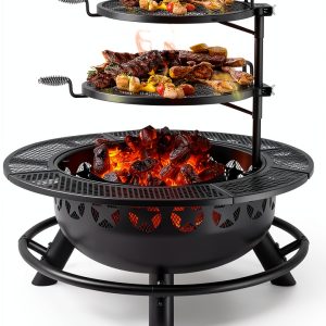 Hykolity 35 Inch Steel Fire Pit Wood Burning Grill-0