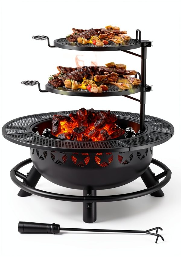 Hykolity 35 Inch Steel Fire Pit Wood Burning Grill-0