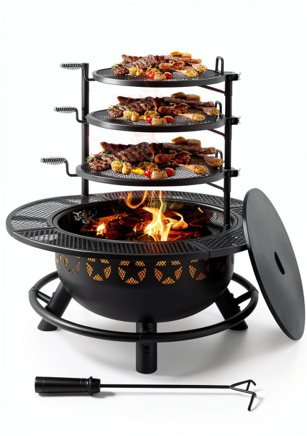 Hykolity 35 Inch Steel Fire Pit Wood Burning Grill-1