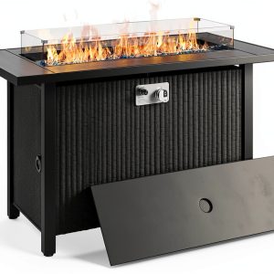 Shintenchi 45 Inch Black Fire Table Modern Outdoor Heating-0