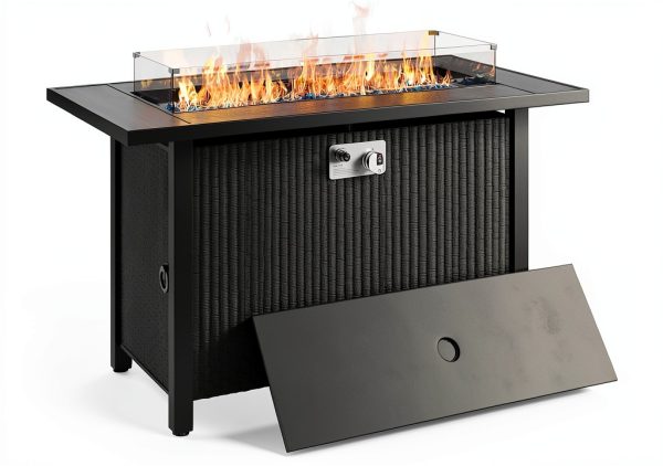 Shintenchi 45 Inch Black Fire Table Modern Outdoor Heating-0