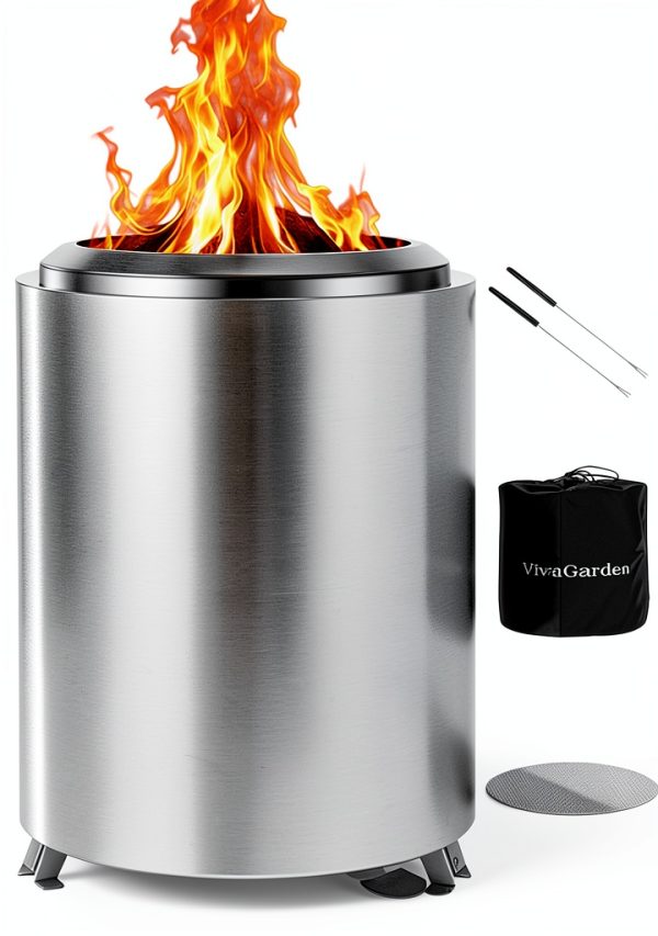 VivaGarden Stainless Steel Tabletop Fire Pit-0