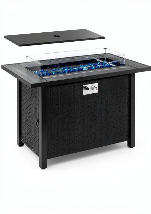 Shintenchi 45 Inch Black Fire Table Modern Outdoor Heating-5