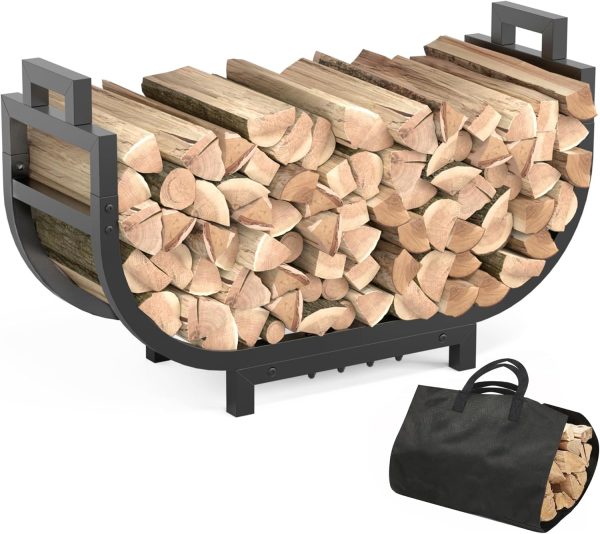 GAVISCITY Firewood Rack Wrought Iron Rust Resistant Indoor-0