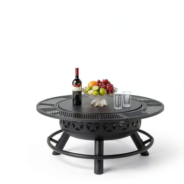 Hykolity 35 Inch Steel Fire Pit Wood Burning Grill-3