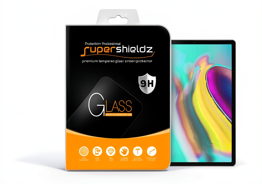 Supershieldz screen protector applied on a Samsung Galaxy Tab S6 in a coffee shop
