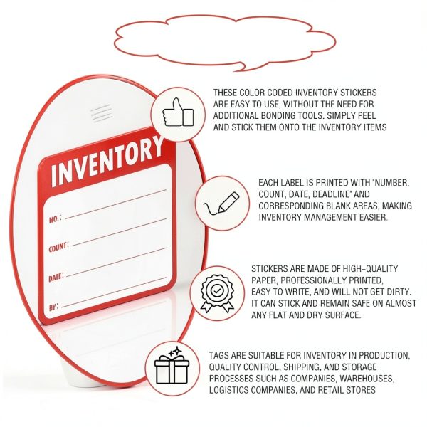 600Pcs Inventory Control Label Stickers Inventory Organizer Labels 2 x 2 Inch -Color Coding Inventory Label for Marking, Organizing, Notating Inventory Items-5