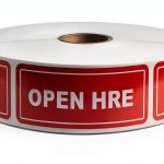 Open HERE Shipping Stickers 1x3 Red Labels by Labels and More-0