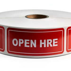 Open HERE Shipping Stickers 1x3 Red Labels by Labels and More-0