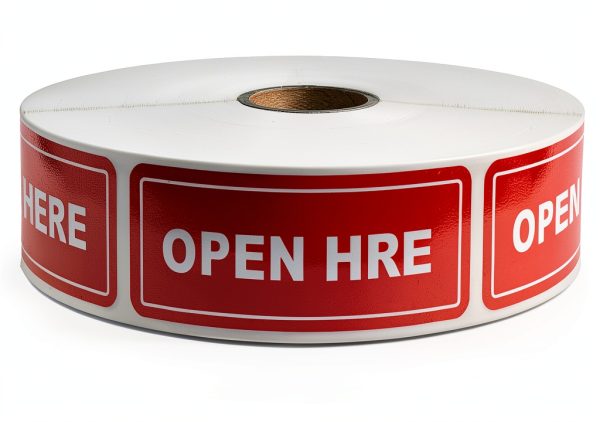 Open HERE Shipping Stickers 1x3 Red Labels by Labels and More-0