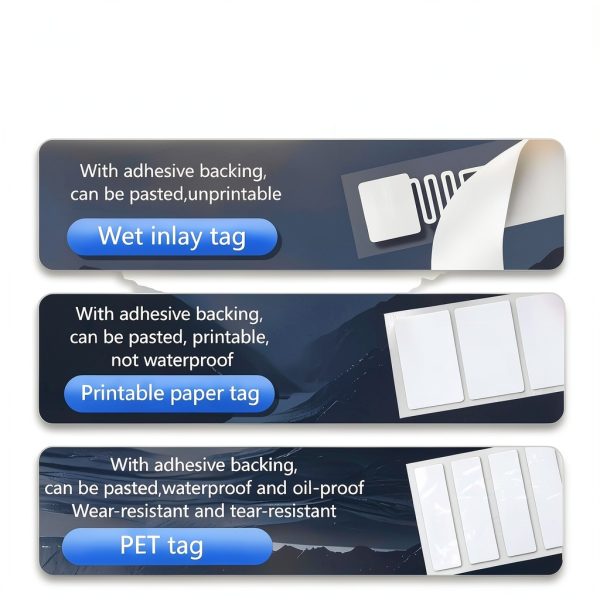 UHF RFID PET Sticker, Waterproof,Rewritable Adhesive Inlay Label,Ucode8 73x20mm ISO18000-6C Long Range860-960Mhz EPC Class1 Gen2 for Warehouse Management（Pack of 50-6
